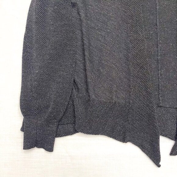 Eileen Fisher Womens Black Metallic Open Front Wool Blend Cardigan Size Medium - Picture 5 of 5